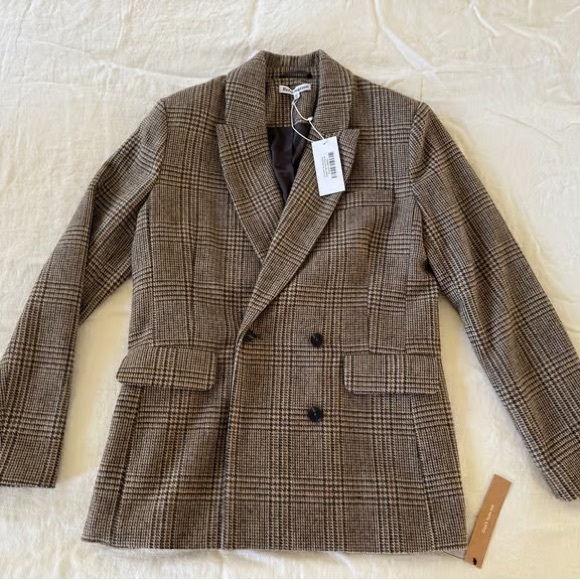 Reformation Brown Plaid Blazer